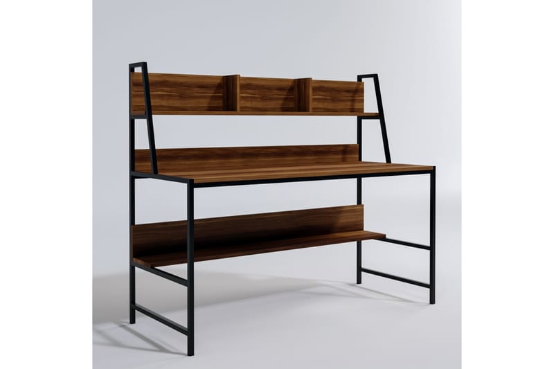Faydali Skrivbord 140 cm med Förvaring Hyllor - Mörkbrun/Svart - Möbler - Bord & matgrupper - Kontorsbord - Skrivbord