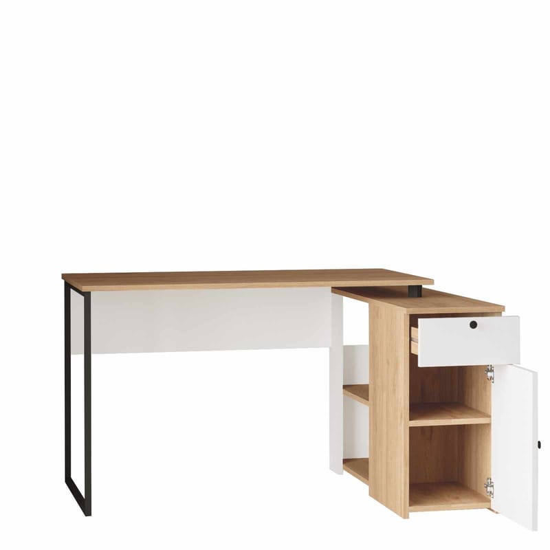 Fenvik Skrivbord 129,8x70x90 cm - Naturlig och vit - Möbler - Bord & matgrupper - Kontorsbord - Skrivbord - Hörnskrivbord
