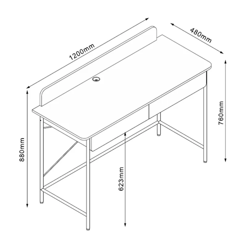 Skrivbord Ferdie 120x48x88 cm - ask/vit - Möbler - Bord & matgrupper - Kontorsbord - Skrivbord