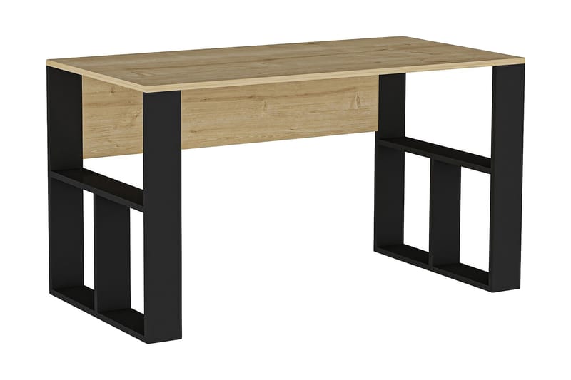 Flinspach Skrivbord 120 cm med Förvaring Hyllor - Ekfärg/Svart - Skrivbord
