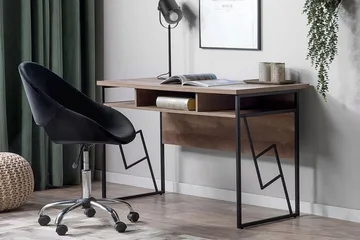 Forresa Skrivbord 120 cm med Förvaring Hylla - Mörkbrun/Svart - Möbler - Bord & matgrupper - Kontorsbord - Skrivbord