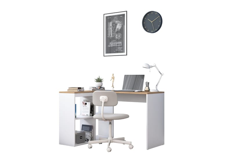 Freal Skrivbord 4 Hyllor 120 cm - Natur/Vit - Möbler - Bord & matgrupper - Kontorsbord - Skrivbord