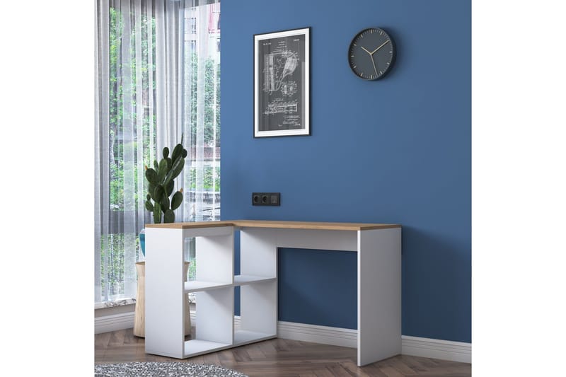 Freal Skrivbord 4 Hyllor 120 cm - Natur/Vit - Möbler - Bord & matgrupper - Kontorsbord - Skrivbord