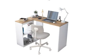 Freal Skrivbord 4 Hyllor 120 cm - Natur/Vit - Möbler - Bord & matgrupper - Kontorsbord - Skrivbord