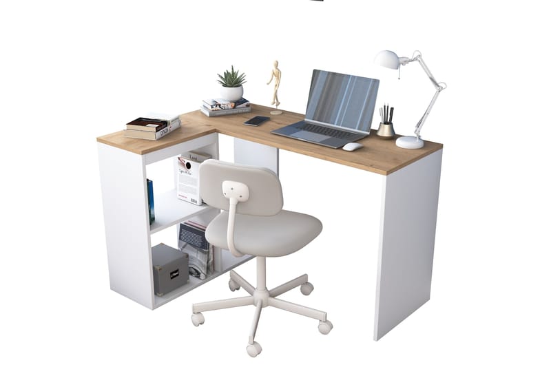 Freal Skrivbord 4 Hyllor 120 cm - Natur/Vit - Möbler - Bord & matgrupper - Kontorsbord - Skrivbord