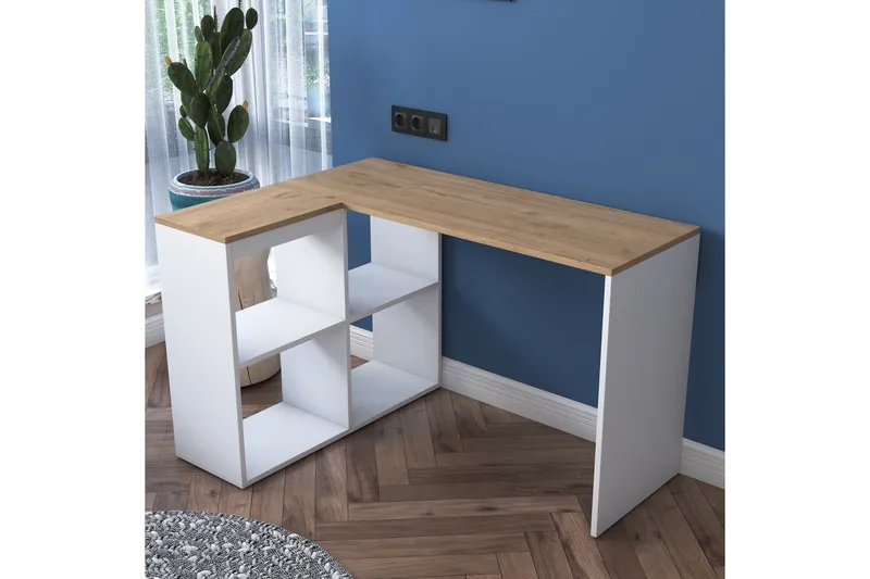 Freal Skrivbord 4 Hyllor 120 cm - Natur/Vit - Möbler - Bord & matgrupper - Kontorsbord - Skrivbord