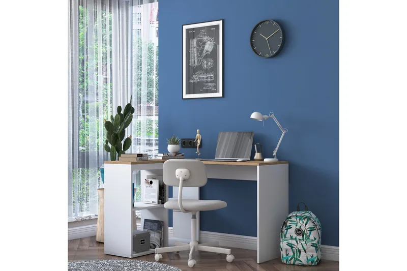 Freal Skrivbord 4 Hyllor 120 cm - Natur/Vit - Möbler - Bord & matgrupper - Kontorsbord - Skrivbord