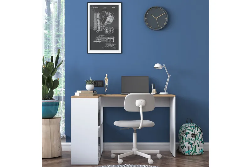 Freal Skrivbord 4 Hyllor 120 cm - Natur/Vit - Möbler - Bord & matgrupper - Kontorsbord - Skrivbord