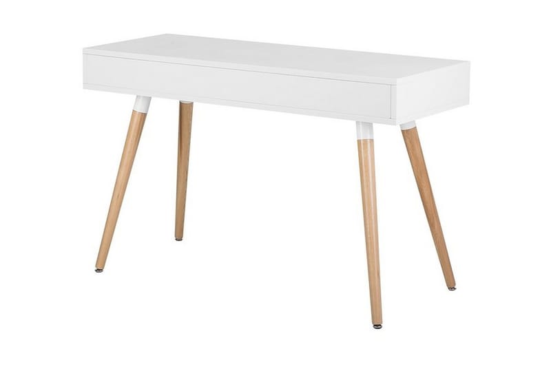Frisange Skrivbord 120 cm med Förvaring 2 Lådor + Hylla - Vit/Ljusbrun - Möbler - Bord & matgrupper - Kontorsbord - Skrivbord