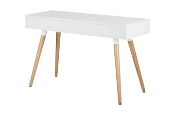 Frisange Skrivbord 120 cm med Förvaring 2 Lådor + Hylla - Vit/Mörkgrå/Brun - Möbler - Bord & matgrupper - Kontorsbord - Skrivbord