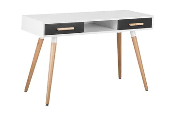 Frisange Skrivbord 120 cm med Förvaring 2 Lådor + Hylla - Vit/Mörkgrå/Brun - Möbler - Bord & matgrupper - Kontorsbord - Skrivbord