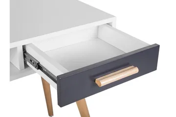 Frisange Skrivbord 120 cm med Förvaring 2 Lådor + Hylla - Vit/Mörkgrå/Brun - Möbler - Bord & matgrupper - Kontorsbord - Skrivbord