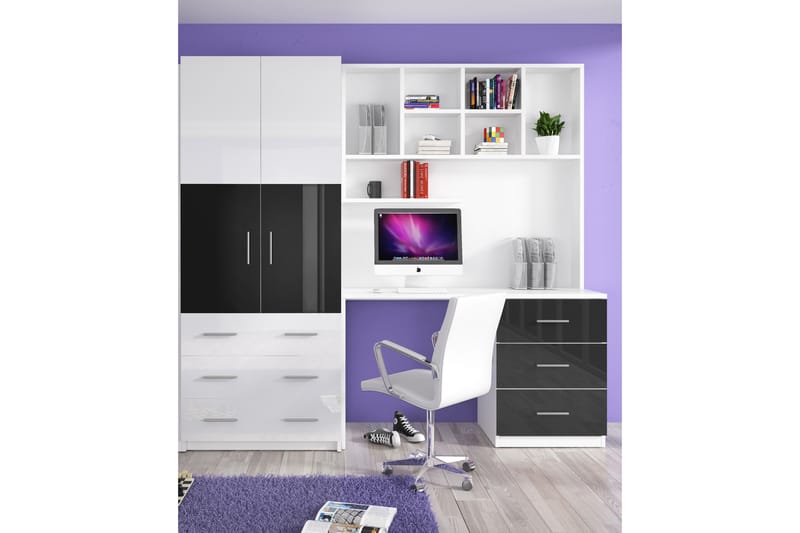 Frosolone Förvaringsskåp med Hylla och Skrivbord 270 cm - Svart - Möbler - Bord & matgrupper - Kontorsbord - Skrivbord