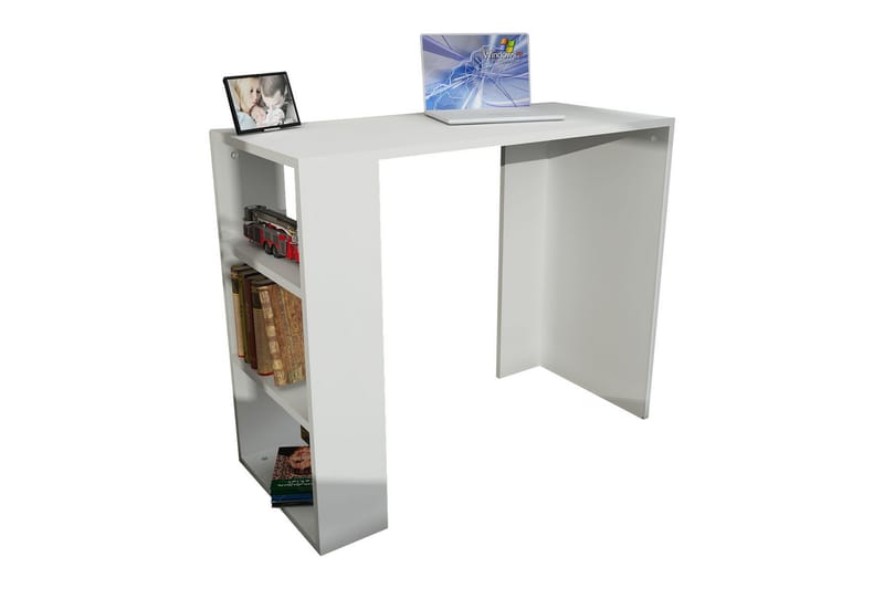 Furny Home Skrivbord 90 cm med Förvaring Hylla - Vit - Skrivbord