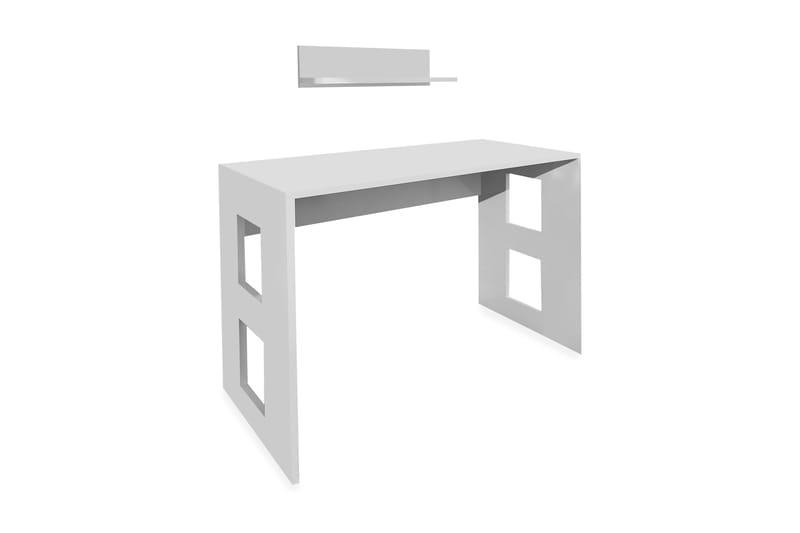 Furny Home Skrivbord 90 cm med Förvaring Vägghylla - Vit - Skrivbord