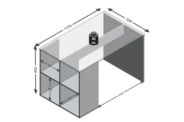 Gent Skrivbord 117 cm med Förvaring Hyllor - Betonggrå - Möbler - Bord & matgrupper - Kontorsbord - Skrivbord