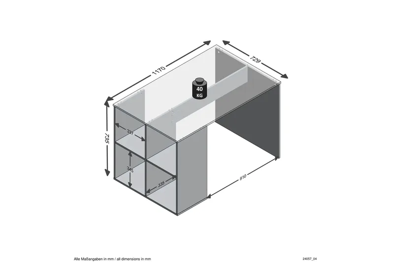 Gent Skrivbord 117 cm med Förvaring Hyllor - Vit - Möbler - Bord & matgrupper - Kontorsbord - Skrivbord