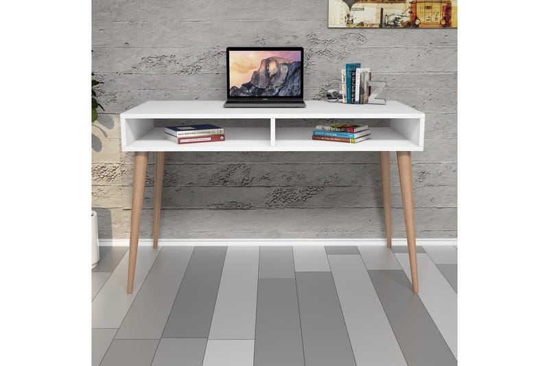 Gersby Skrivbord 120 cm med Förvaring Hylla - Vit/Natur - Möbler - Bord & matgrupper - Kontorsbord - Skrivbord