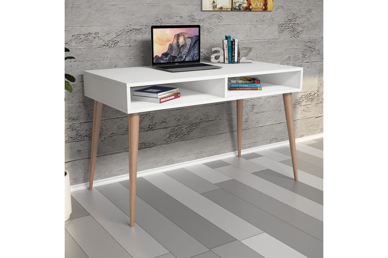 Gersby Skrivbord 120 cm med Förvaring Hylla - Vit/Natur - Möbler - Bord & matgrupper - Kontorsbord - Skrivbord