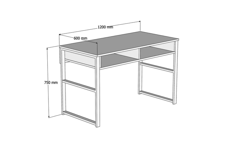 Gersby Skrivbord 120 cm med Förvaring Hylla - Vit/Svart - Möbler - Bord & matgrupper - Kontorsbord - Skrivbord