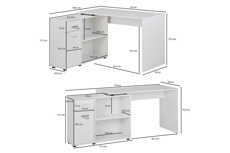 Gulshan Skrivbord 120 cm - Vit - Möbler - Bord & matgrupper - Kontorsbord - Skrivbord