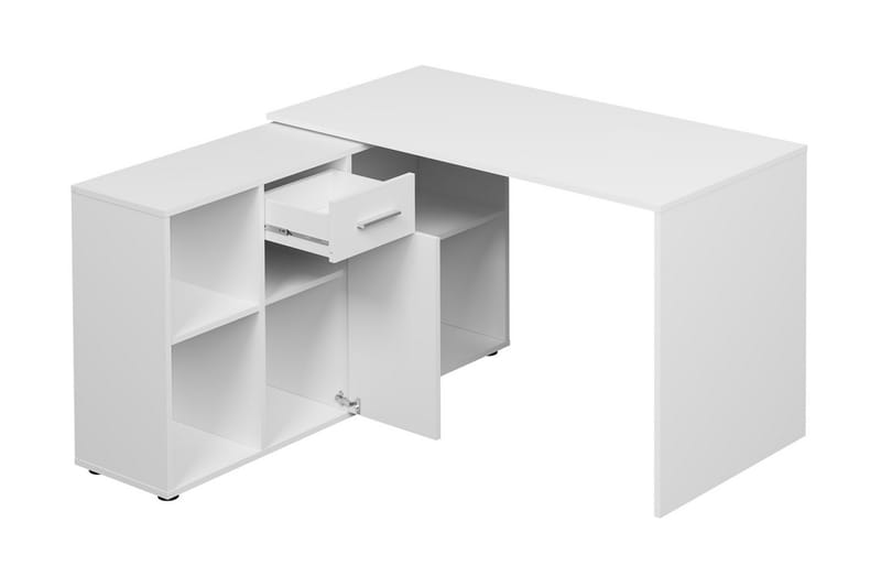 Armacao Hörnskrivbord 120 cm med Förvaring - Vit/Beige - Hörnskrivbord
