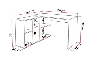 Armacao Hörnskrivbord 120 cm med Förvaring - Vit/Beige - Möbler - Bord & matgrupper - Kontorsbord - Skrivbord - Hörnskrivbord