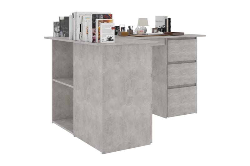 Hörnskrivbord betonggrå 145x100x76 cm spånskiva - Grå - Möbler - Bord & matgrupper - Kontorsbord - Skrivbord - Hörnskrivbord