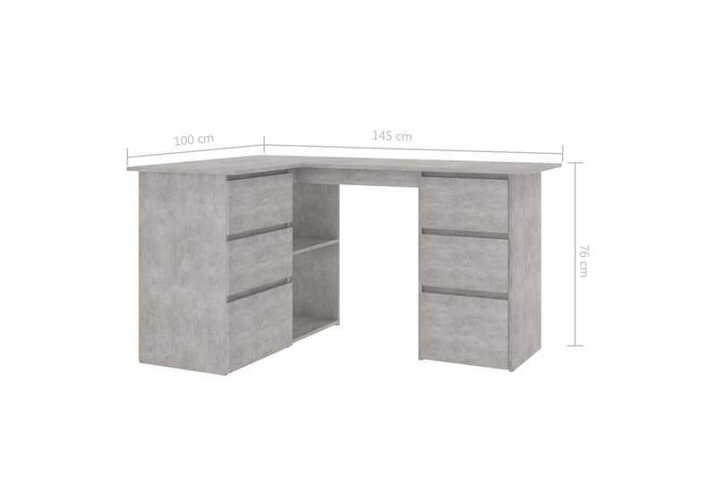 Hörnskrivbord betonggrå 145x100x76 cm spånskiva - Grå - Möbler - Bord & matgrupper - Kontorsbord - Skrivbord - Hörnskrivbord