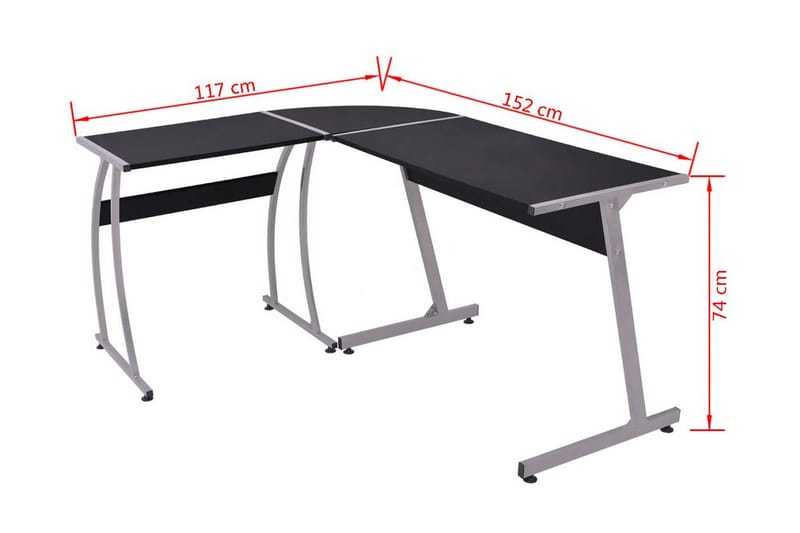 Hörnskrivbord L-formad svart - Svart - Hörnskrivbord