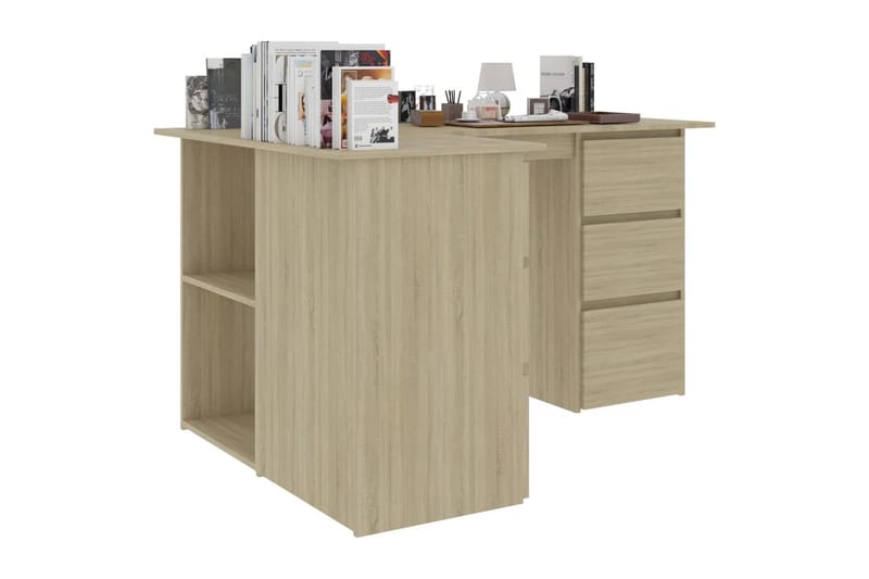 Hörnskrivbord sonoma-ek 145x100x76 cm spånskiva - Brun - Möbler - Bord & matgrupper - Kontorsbord - Skrivbord - Hörnskrivbord