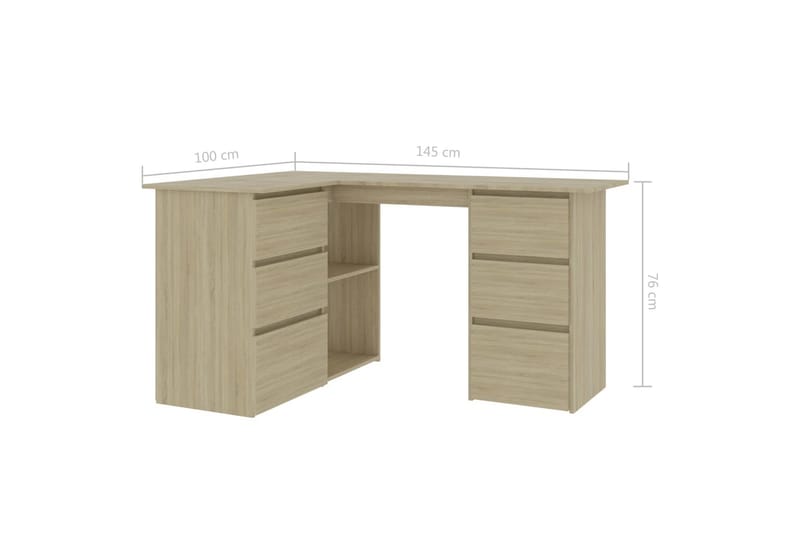 Hörnskrivbord sonoma-ek 145x100x76 cm spånskiva - Brun - Möbler - Bord & matgrupper - Kontorsbord - Skrivbord - Hörnskrivbord