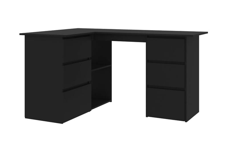 Hörnskrivbord svart 145x100x76 cm spånskiva - Svart - Hörnskrivbord