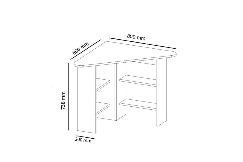 Kiolbassa Hörnskrivbord 94 cm med Förvaring Hyllor - Valnötsbrun - Hörnskrivbord