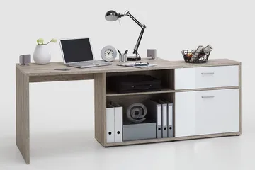 Mamoru Hörnskrivbord Sandek/Vit - Beige|Vit - Möbler - Bord & matgrupper - Kontorsbord - Skrivbord - Hörnskrivbord