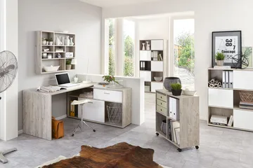 Mamoru Hörnskrivbord Sandek/Vit - Beige|Vit - Möbler - Bord & matgrupper - Kontorsbord - Skrivbord - Hörnskrivbord