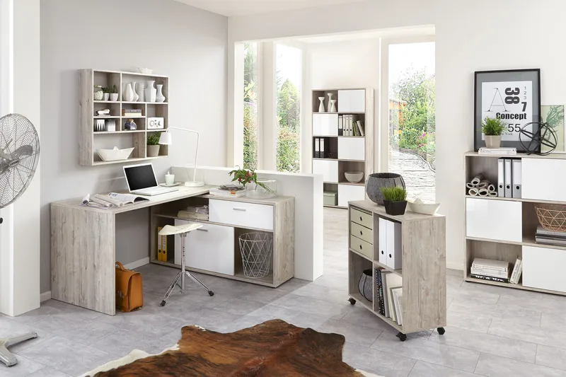 Mamoru Hörnskrivbord Sandek/Vit - Beige|Vit - Möbler - Bord & matgrupper - Kontorsbord - Skrivbord - Hörnskrivbord