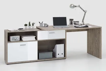 Mamoru Hörnskrivbord Sandek/Vit - Beige|Vit - Möbler - Bord & matgrupper - Kontorsbord - Skrivbord - Hörnskrivbord