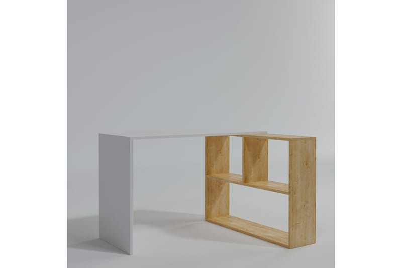 Marsberg Hörnskrivbord 120 cm med Förvaring Hyllor - Natur/Vit - Hörnskrivbord
