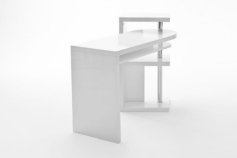 Mattis Hörnskrivbord 145 cm med Förvaring Hyllor - Vit Högglans/Metall - Hörnskrivbord
