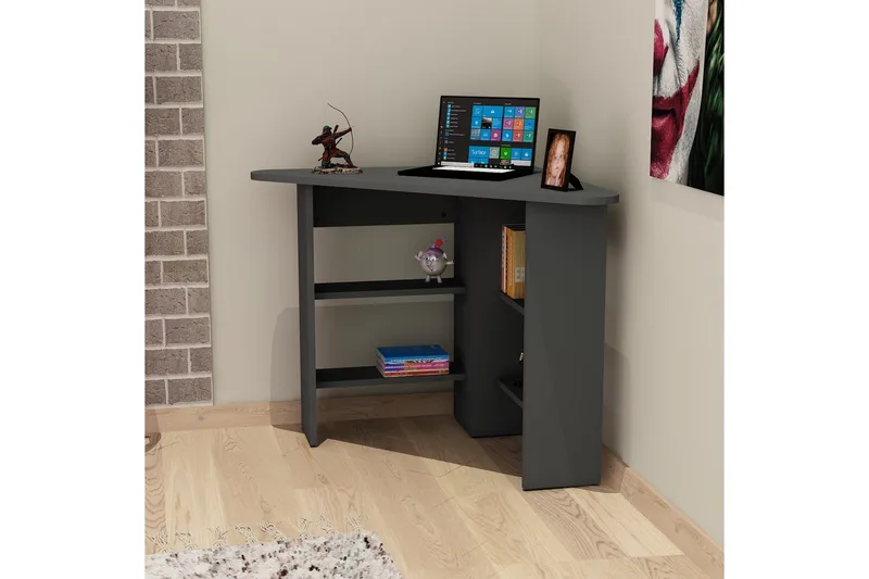 Oderzo Hörnskrivbord 80 cm med Förvaring Hyllor - Antracit - Möbler - Bord & matgrupper - Kontorsbord - Skrivbord - Hörnskrivbord