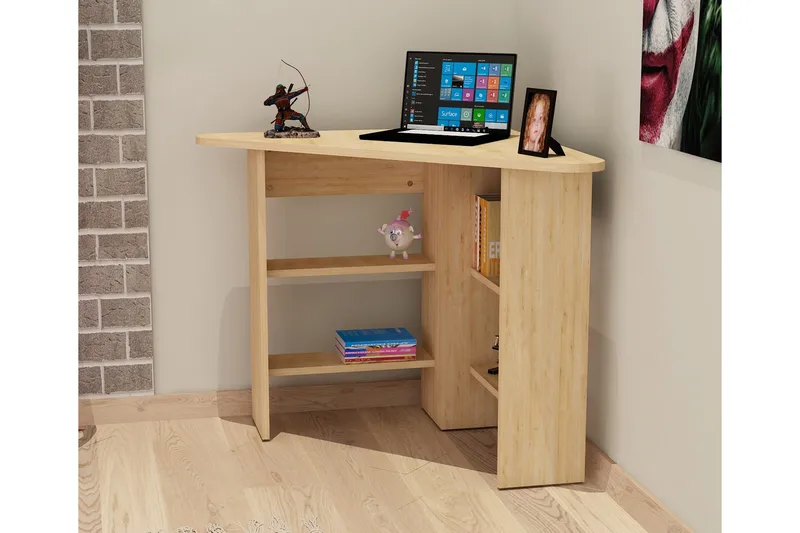 Oderzo Hörnskrivbord 80 cm med Förvaring Hyllor - Natur - Möbler - Bord & matgrupper - Kontorsbord - Skrivbord - Hörnskrivbord