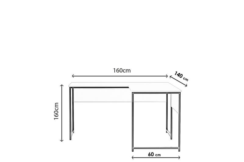 Sarisu Hörnskrivbord 160 cm - Natur/Svart - Hörnskrivbord