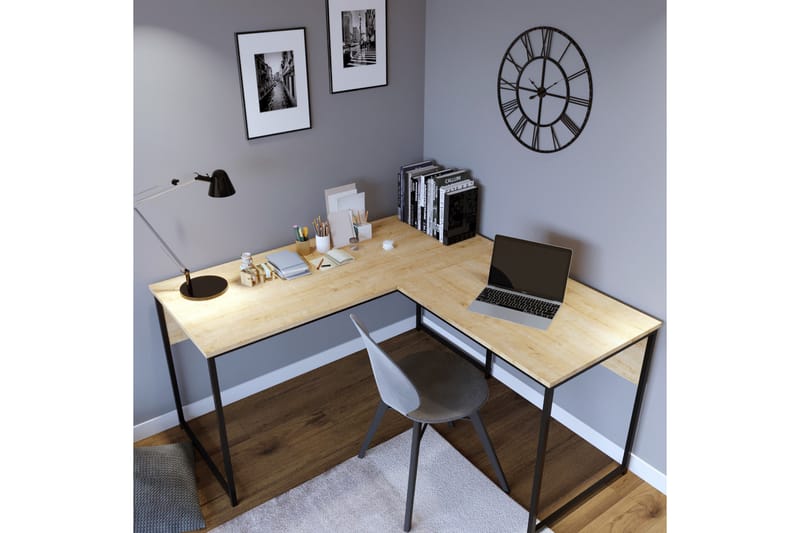 Sarisu Hörnskrivbord 160 cm - Natur/Svart - Möbler - Bord & matgrupper - Kontorsbord - Skrivbord - Hörnskrivbord