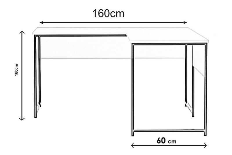 Sarisu Hörnskrivbord 160 cm - Vit/Svart - Hörnskrivbord