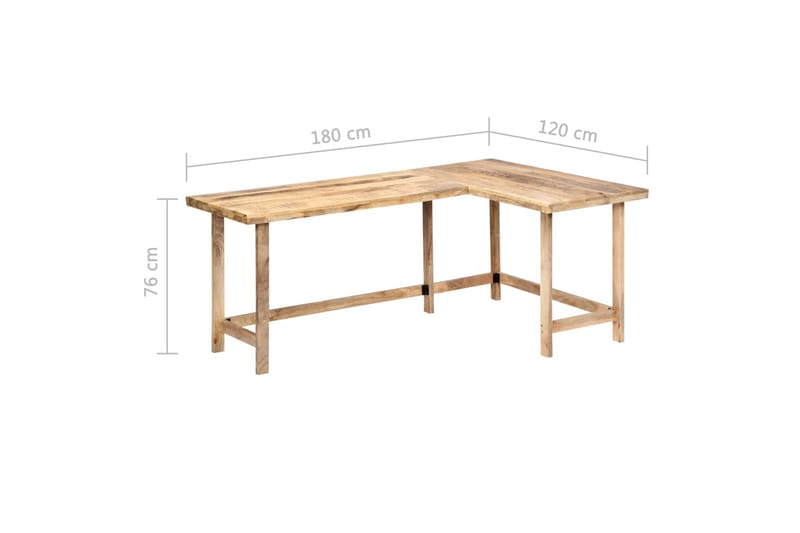 Skrivbord 180x120x76 cm massivt mangoträ - Brun - Möbler - Bord & matgrupper - Kontorsbord - Skrivbord - Hörnskrivbord