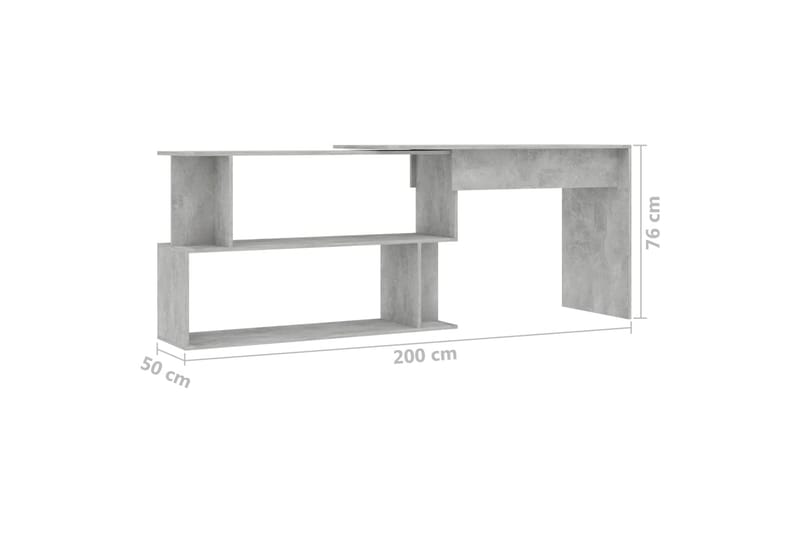 Skrivbord hörn betonggrå 200x50x76 cm spånskiva - Grå - Möbler - Bord & matgrupper - Kontorsbord - Skrivbord - Hörnskrivbord