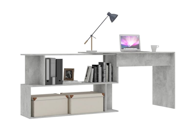 Skrivbord hörn betonggrå 200x50x76 cm spånskiva - Grå - Möbler - Bord & matgrupper - Kontorsbord - Skrivbord - Hörnskrivbord