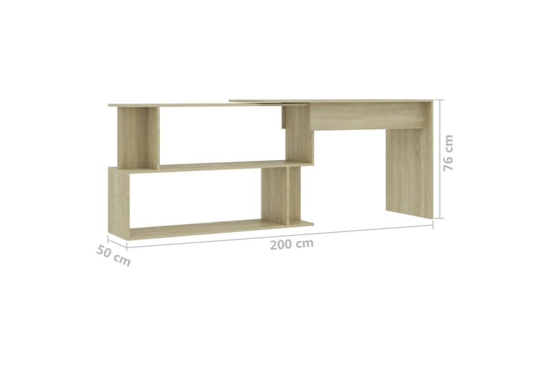 Skrivbord hörn sonoma-ek 200x50x76 cm spånskiva - Brun - Möbler - Bord & matgrupper - Kontorsbord - Skrivbord - Hörnskrivbord