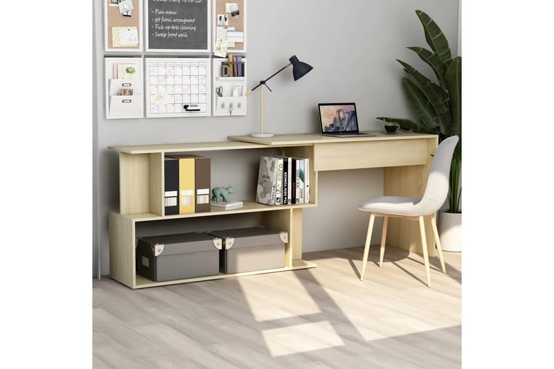 Skrivbord hörn sonoma-ek 200x50x76 cm spånskiva - Brun - Möbler - Bord & matgrupper - Kontorsbord - Skrivbord - Hörnskrivbord